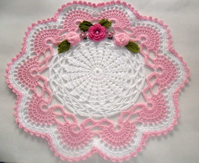 Crochet towel with flower