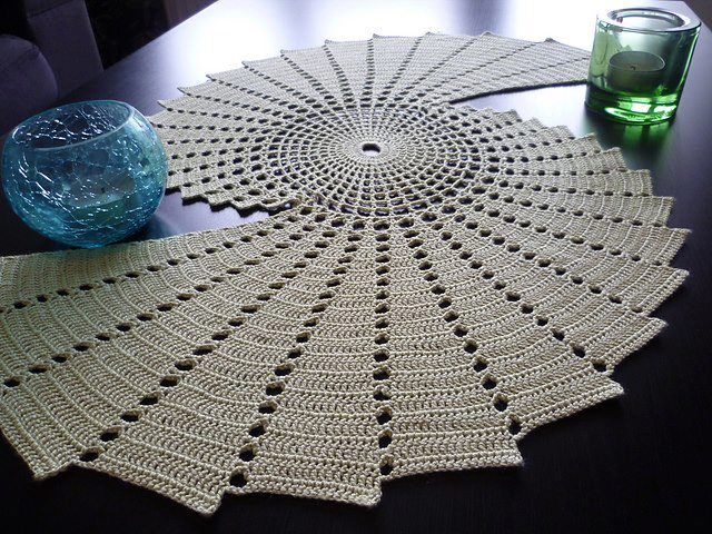 Spiral crochet towel on the table