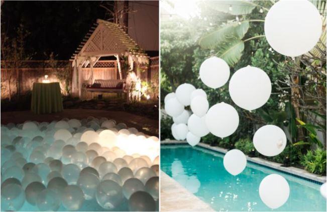 decoration with balloons in swimming pool