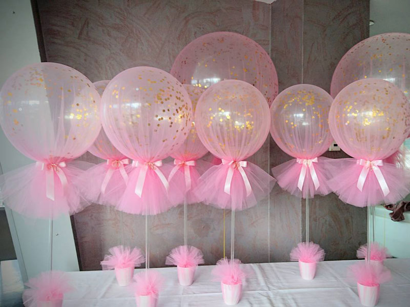 decoration with balloons and tulle