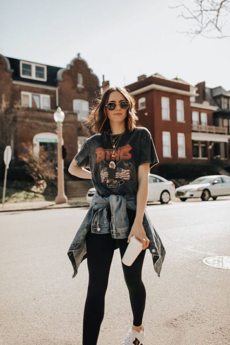 Rock t-shirt and spring denim jacket