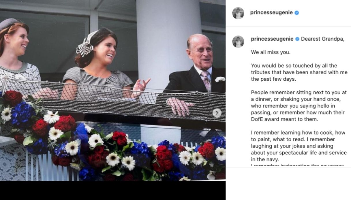 Eugenia of York, the message on Instagram for her grandfather Filippo
