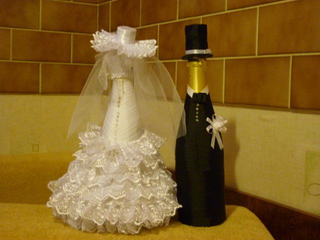 Decorated wedding bottles