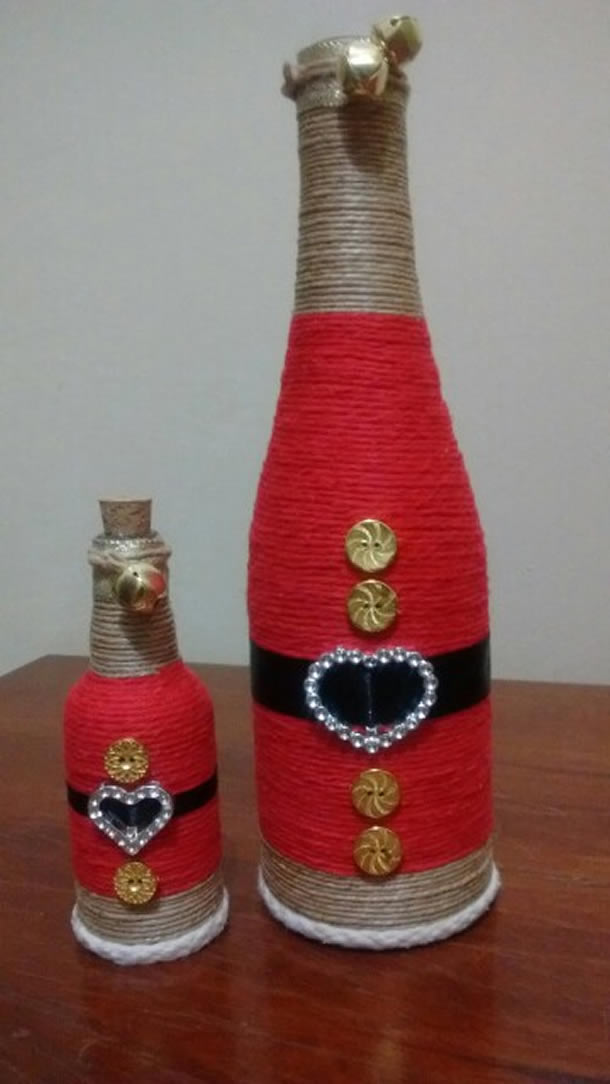 decorated santa claus bottles