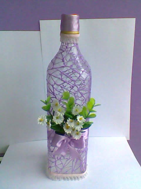 Decorated purple biscuit bottles