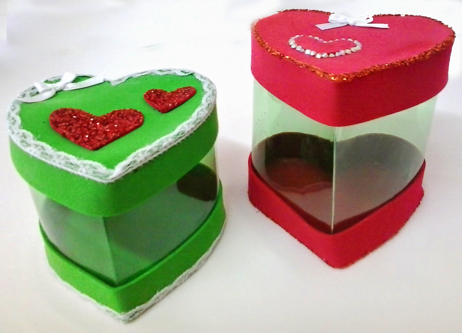 Handmade box made with heart shaped pet bottle