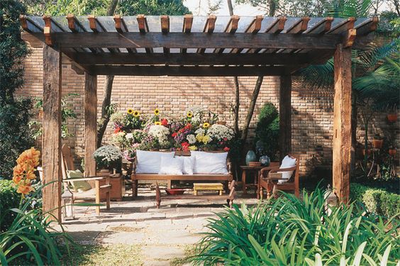 pergola with old style wood