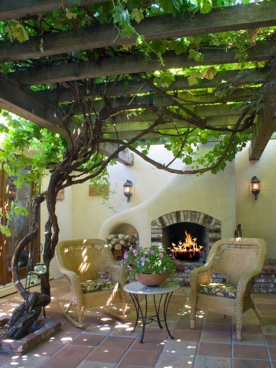 pergola with fireplace