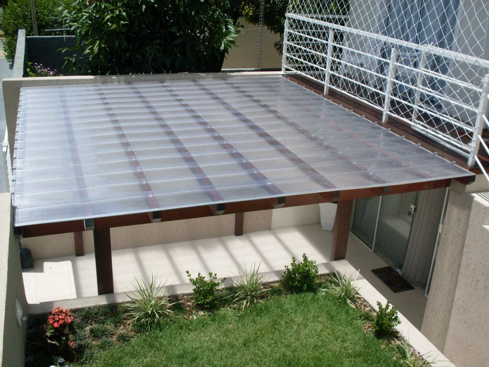 Pergola with transparent tile