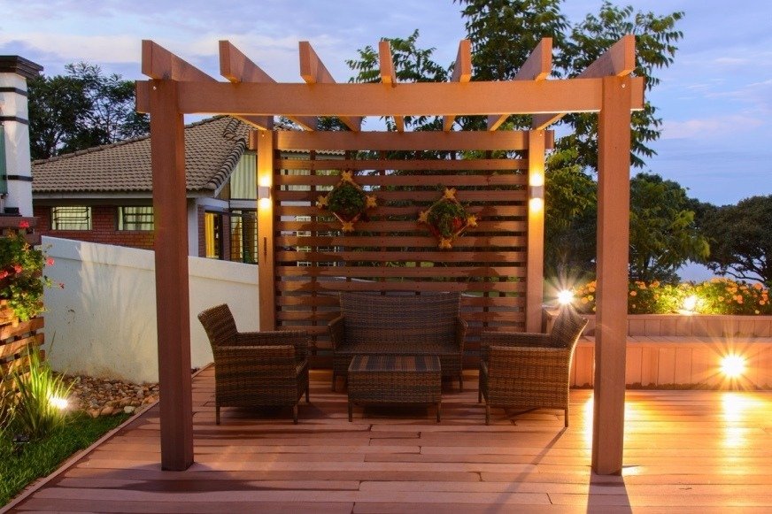 Pergola and sunlit deck