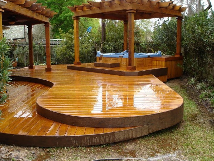 Pergola and deck with pool