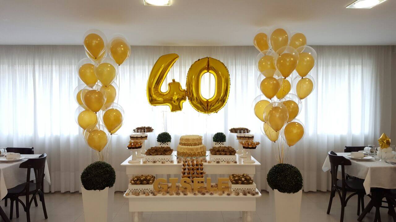 Decoration with golden number balloons