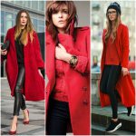 look with red coat woman