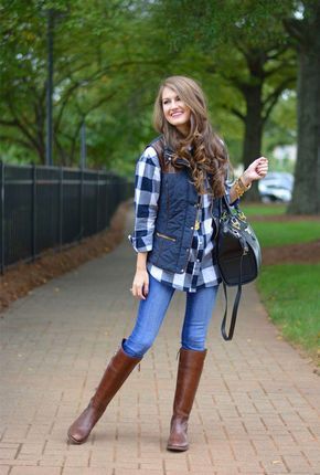 casual look plaid shirt and high waisted boots