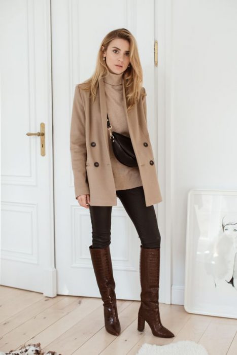 high-waisted blazer and boots