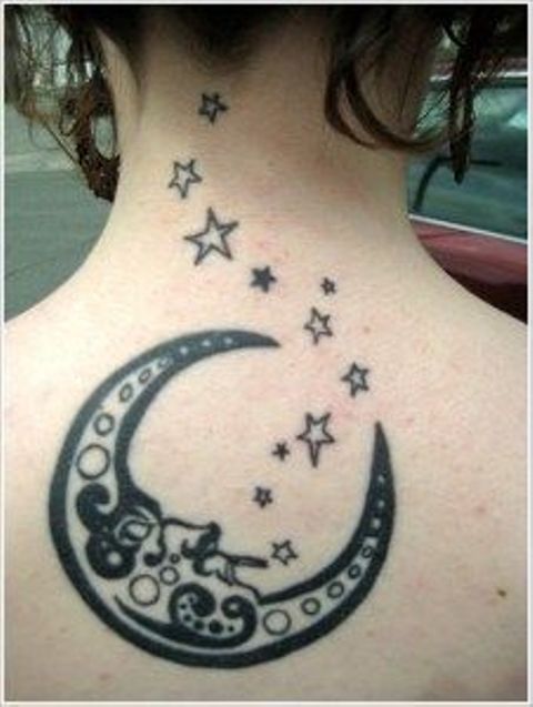 moon and stars 3 - moon tattoos