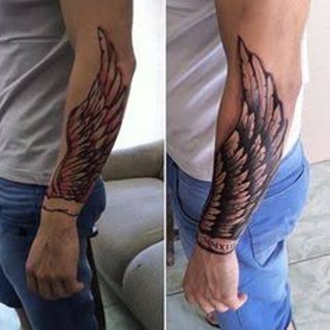 wings on arm 3 - wing tattoos