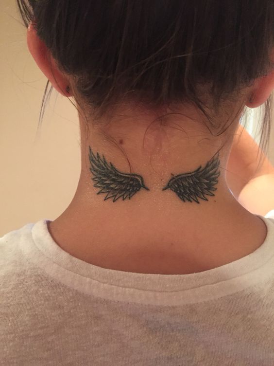 wings on neck 3 - wing tattoos