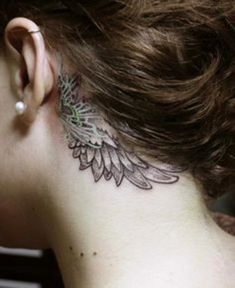 wings on neck 7 - wing tattoos