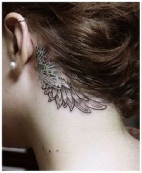 wings on neck 5 - wing tattoos