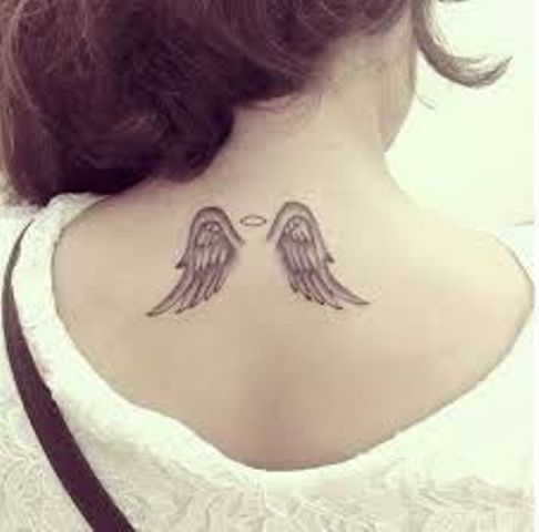 wings on neck 11 - Wings tattoos