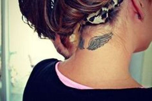wings on neck 10 - Wings tattoos