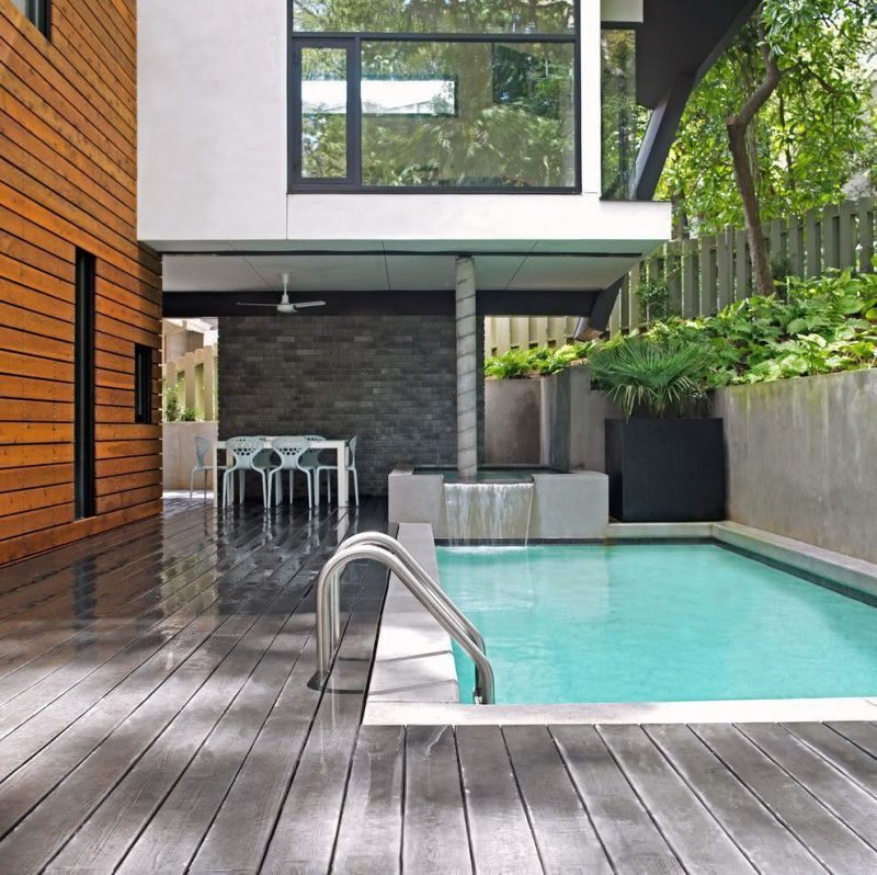 Small pool with deck in a luxury home