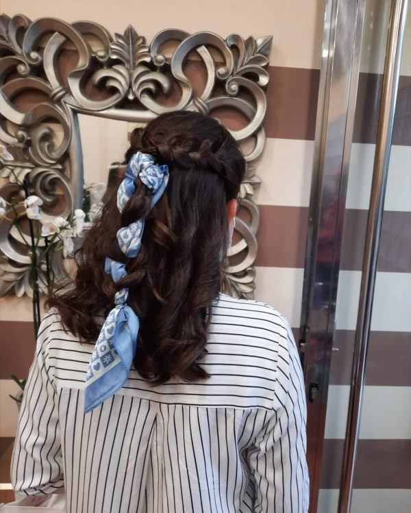 Trendy hairstyles in tik tok braid with bandana 