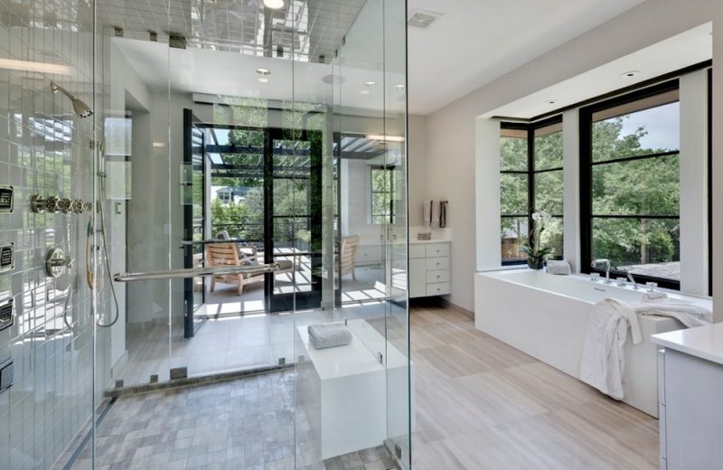 Glass box in a beautiful bathroom