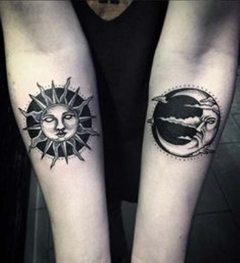sun and moon for couples 1 - sun and moon tattoos