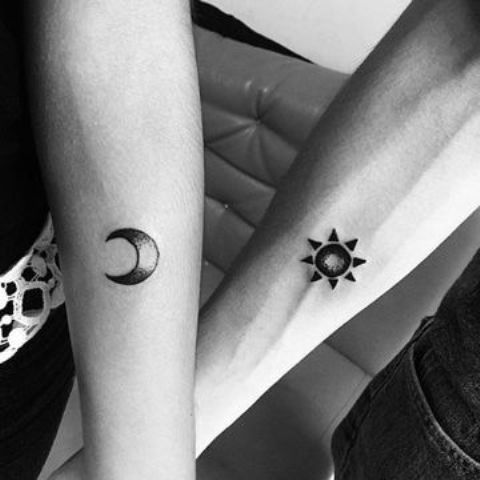 sun and moon for couples - sun and moon tattoos