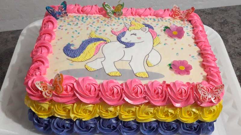 square unicorn cake