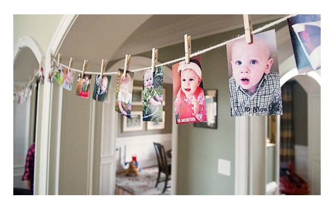 Children's birthday photo clothesline