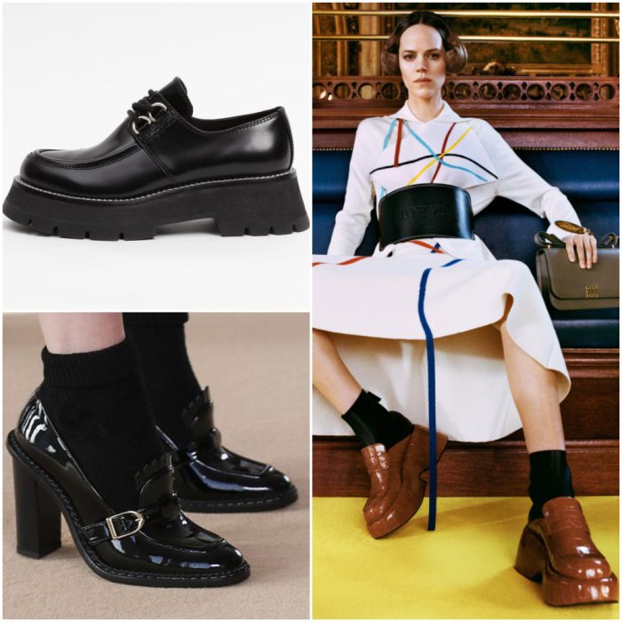 Loafers with platforms and studs winter 2022 fashion footwear