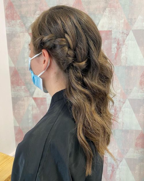 Long semi-collected hair with braids