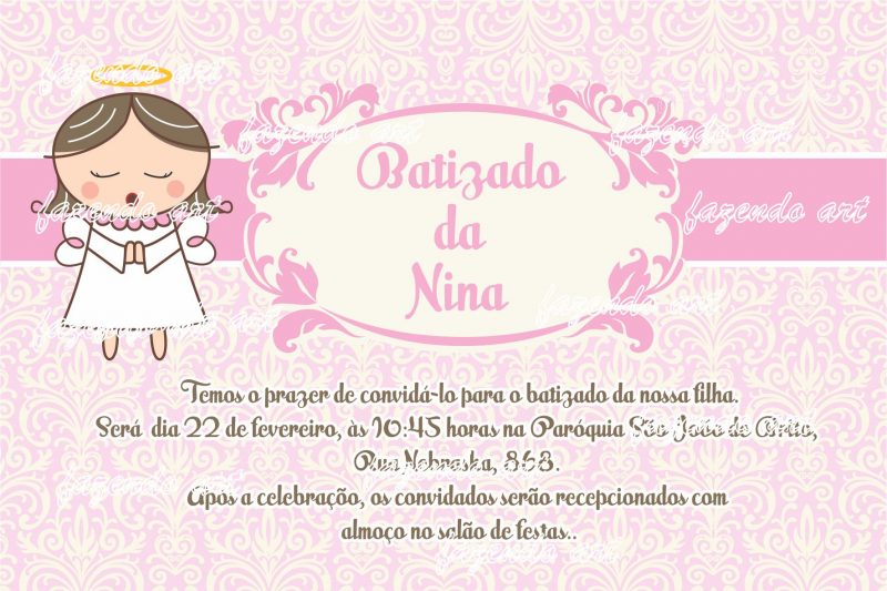 Pink Christening Invitation