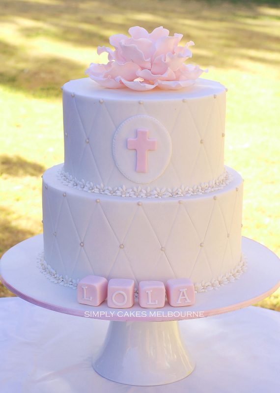 Decorated cake for christening