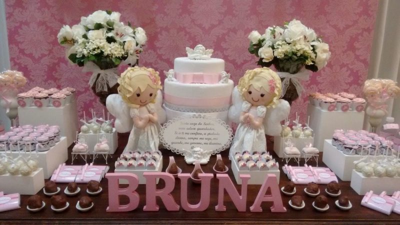 Christening Decorated in Pink and White 