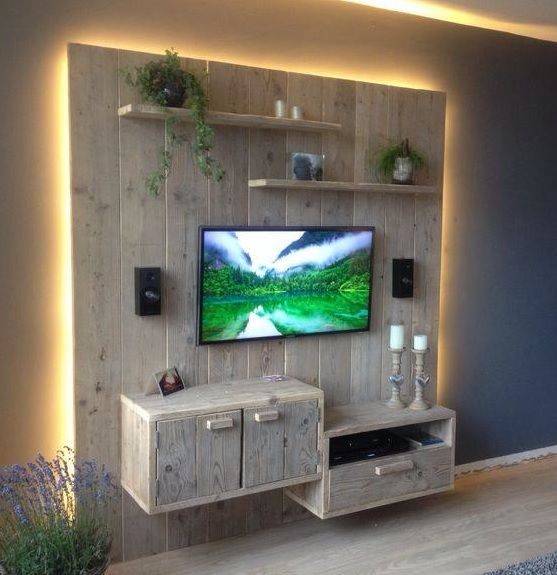 pallet panel with rustic niche