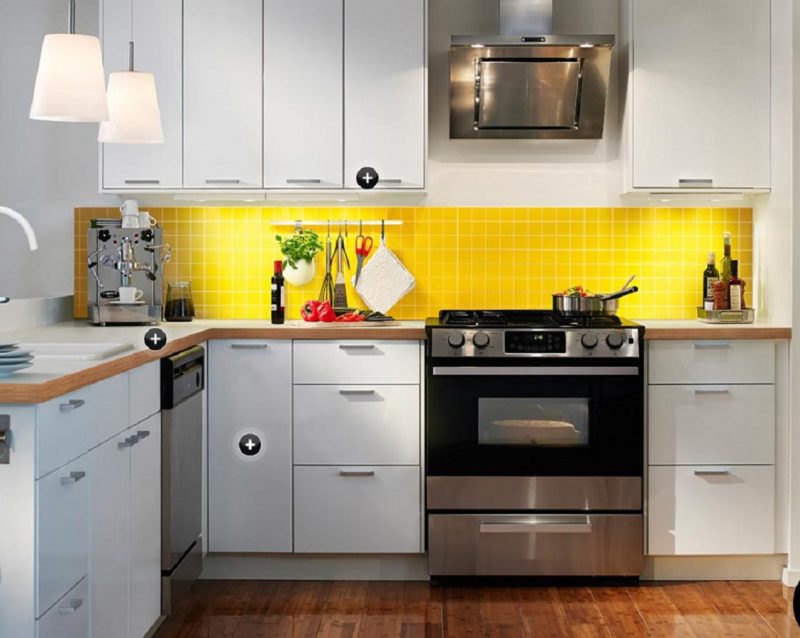 kitchen with yellow detail