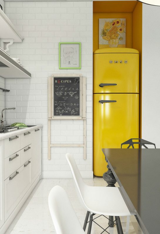 yellow fridge