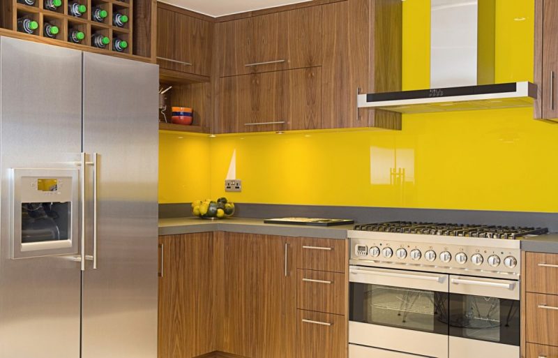 kitchen with yellow wall