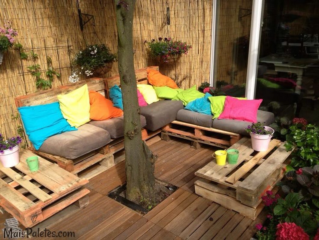 colored external area pallet sofa