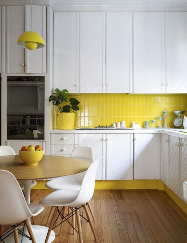 kitchen with yellow detail