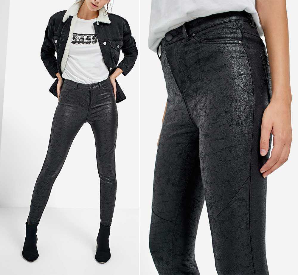 Crackle effect leather leggings