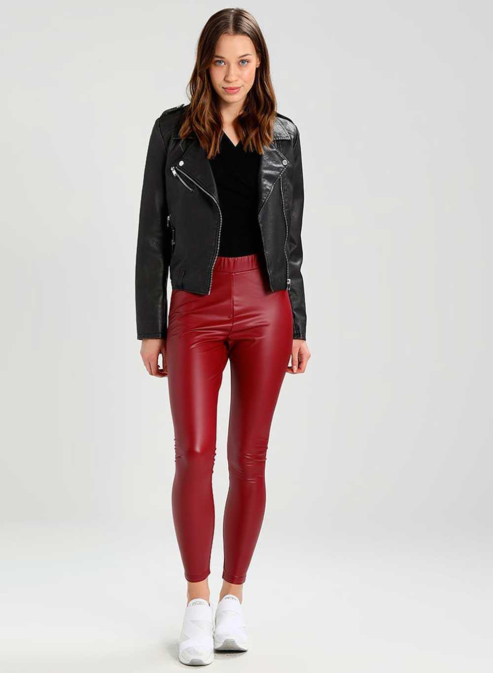 Colored leather leggings