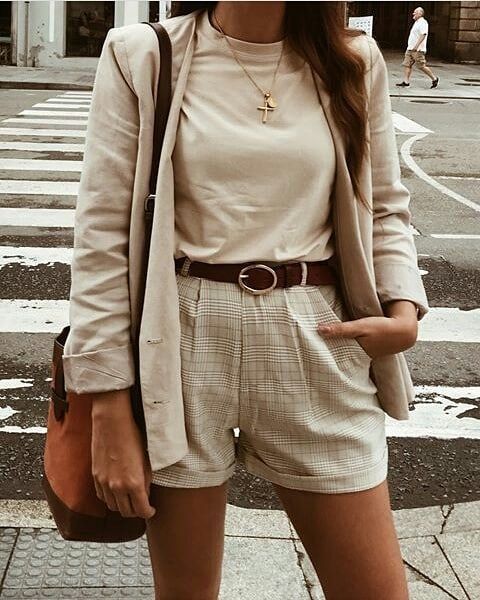 short and beige shirt