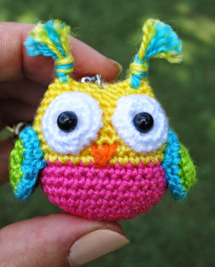 Crochet owl keychain