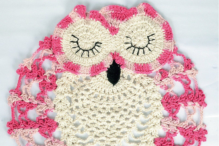 Beautiful pink and white owl with lots of details