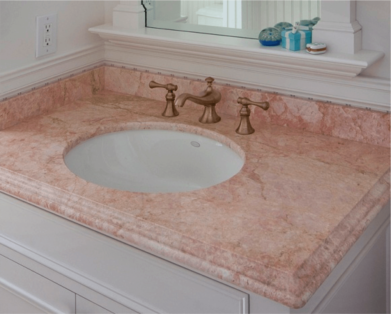 Pink marble bathrooms